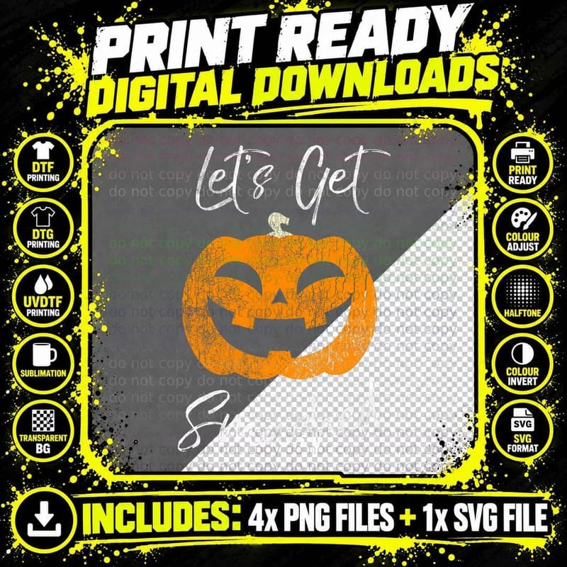 Let's Get Smashed Pumpkin T-Shirt Halloween Drinking Png SVG Digital Bundle
