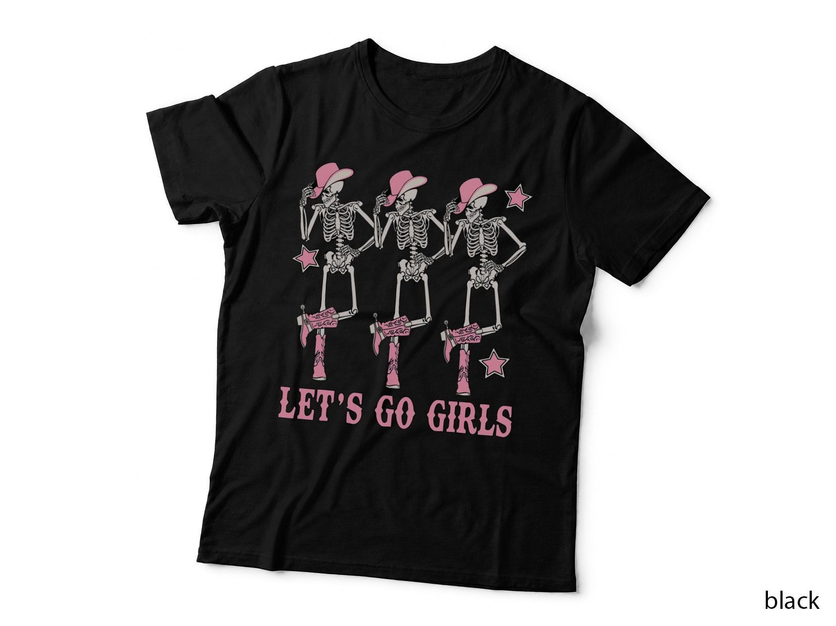 Let's Go Girls Western Skeleton Cowgirls Bachelorette Party T-Shirt