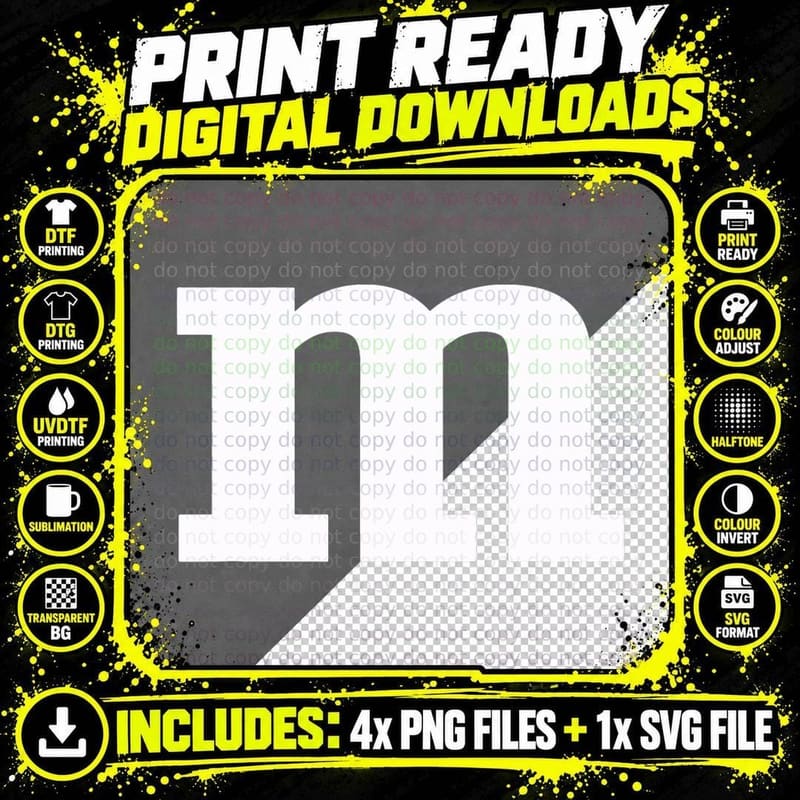 Letter M Chocolate Candy Halloween Team Groups Costume Png SVG Digital Bundle