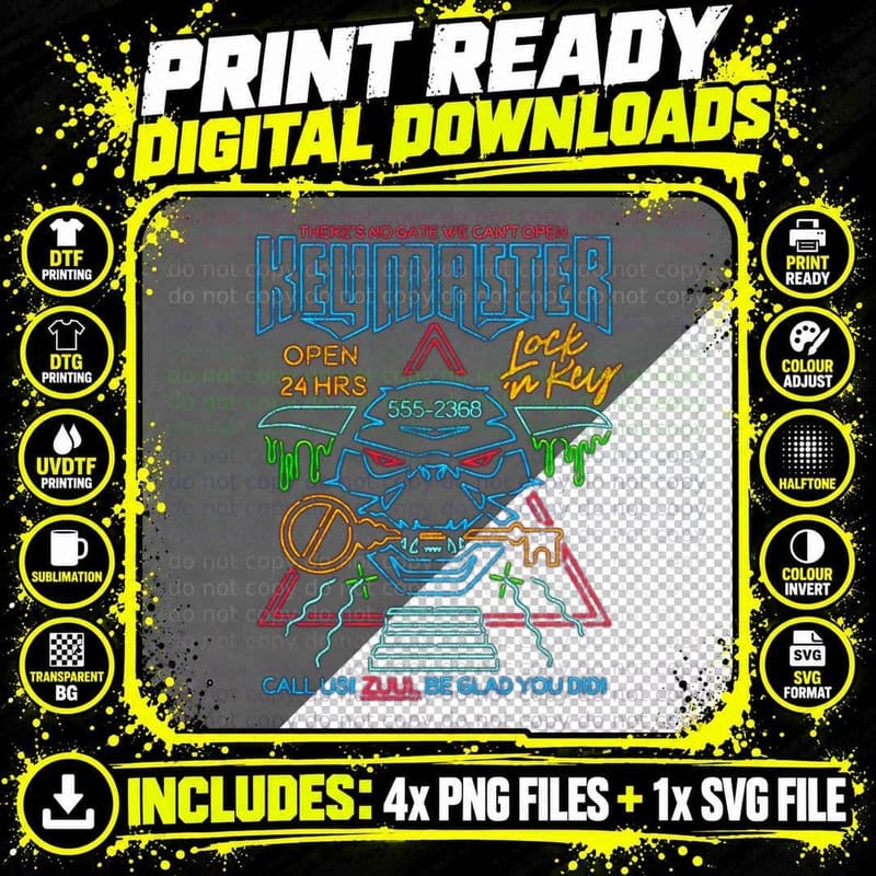 Lock 'N Key T-Shirt, Retro Horror Apparel Png SVG Digital Bundle