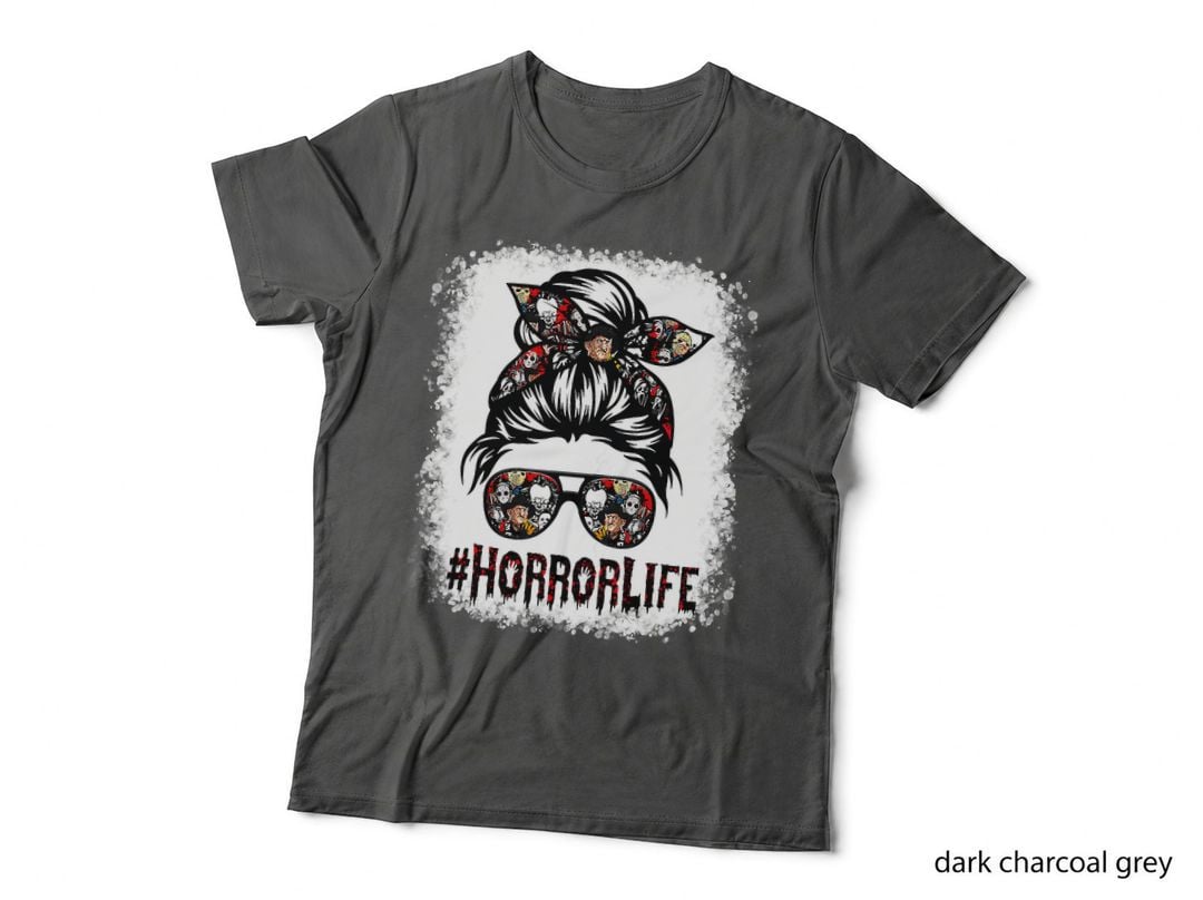 Messy Bun Horror Life Horror Movie Horror Mom Halloween T-Shirt
