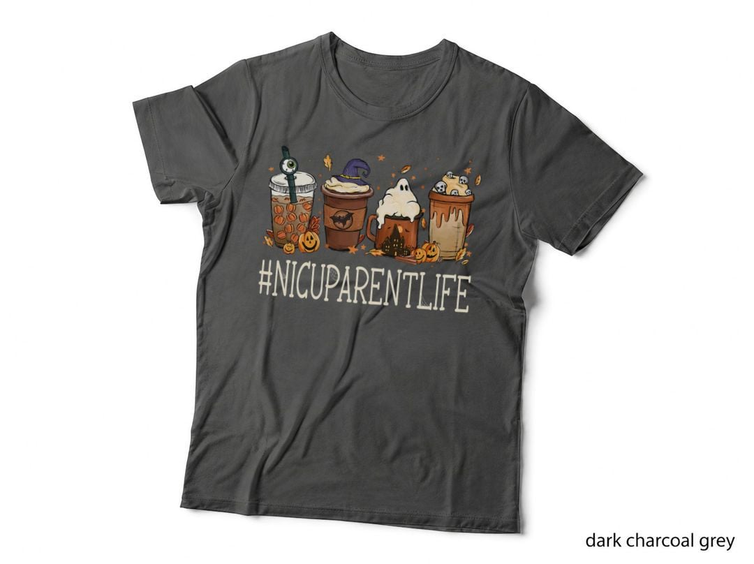 Nicu Parent Horror Coffee Spooky Halloween Pumpkin Autumn T-Shirt