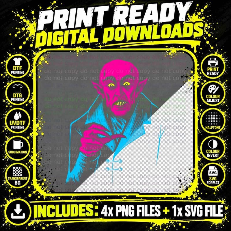 Nosferatu Halloween Vampire Classic Horror T-Shirt Png SVG Digital Bundle