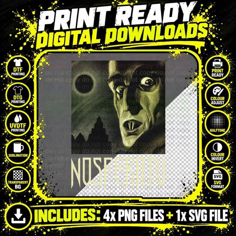 Nosferatu Vampire Classic Horror Flick T-Shirt Dracula Png SVG Digital Bundle