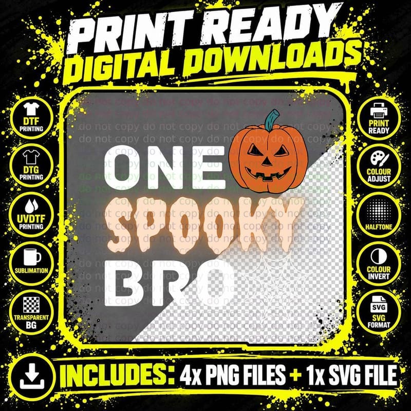 One Spooky Bro Halloween Brother Costume Party Family Png SVG Digital Bundle