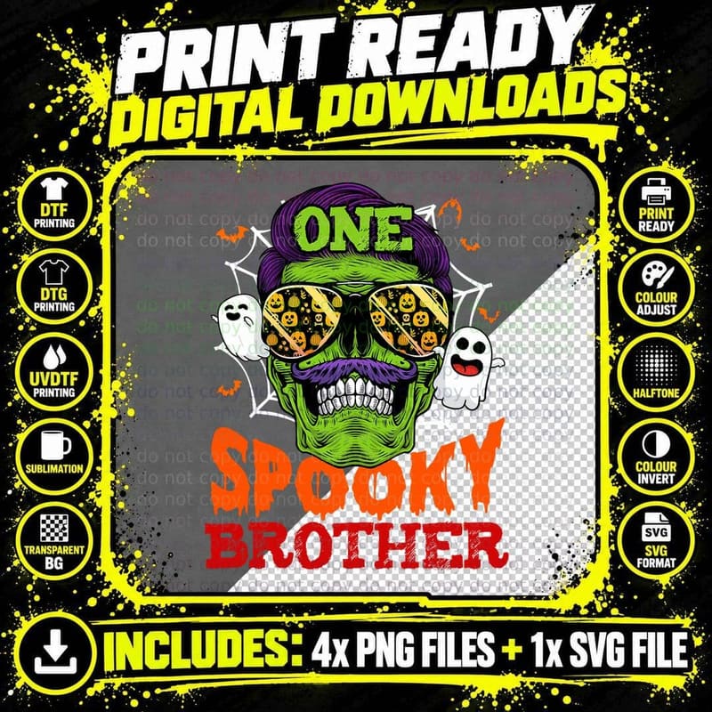 One Spooky Brother Halloween Costume Family T-Shirt Png SVG Digital Bundle