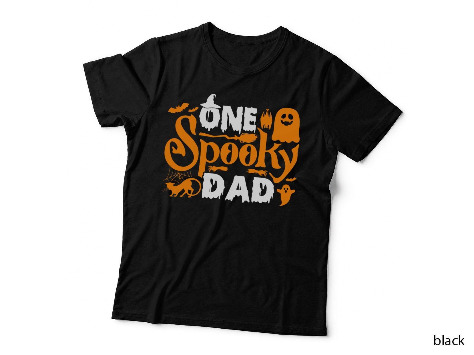 One Spooky Dad Funny Cat Boo Dad Halloween Costume Design T-Shirt