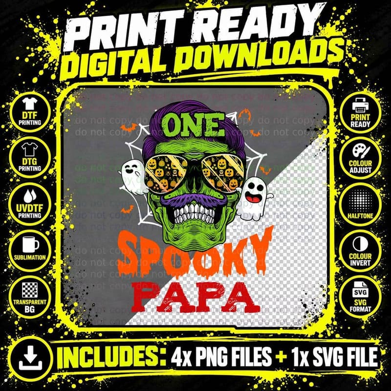 One Spooky Papa Halloween Costume Family T-Shirt Png SVG Digital Bundle