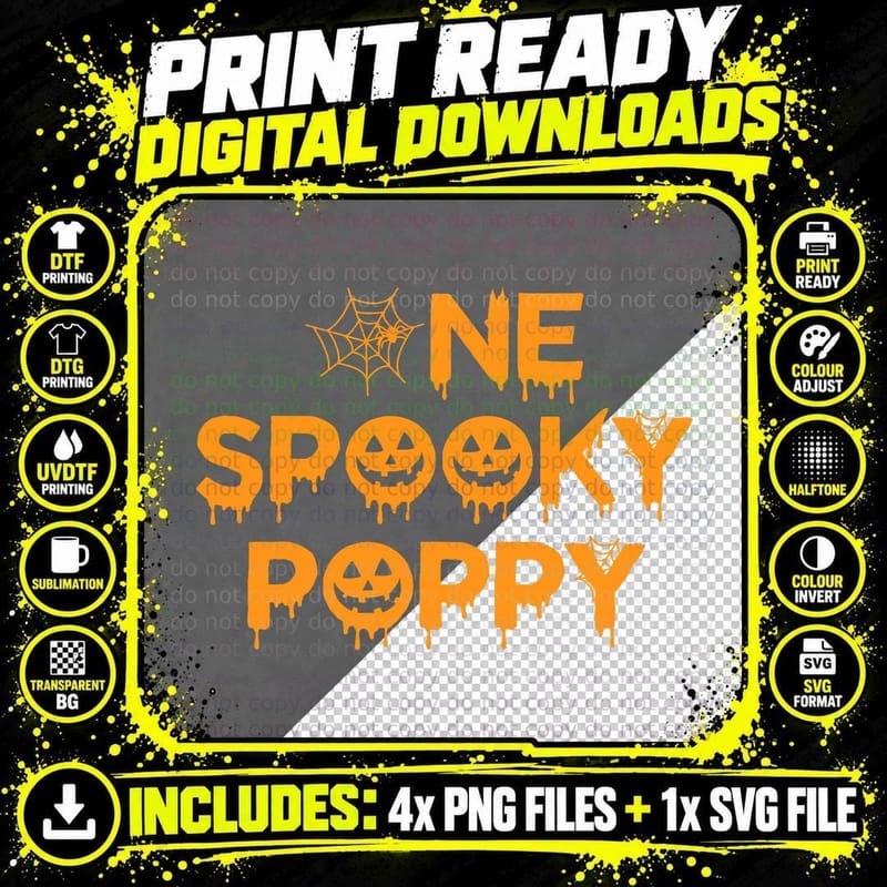 One Spooky Poppy Funny Group Matching Halloween Costume Png SVG Digital Bundle