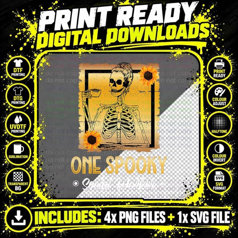 One Spooky Social Worker Messy Bun Social Worker Png SVG Digital Bundle