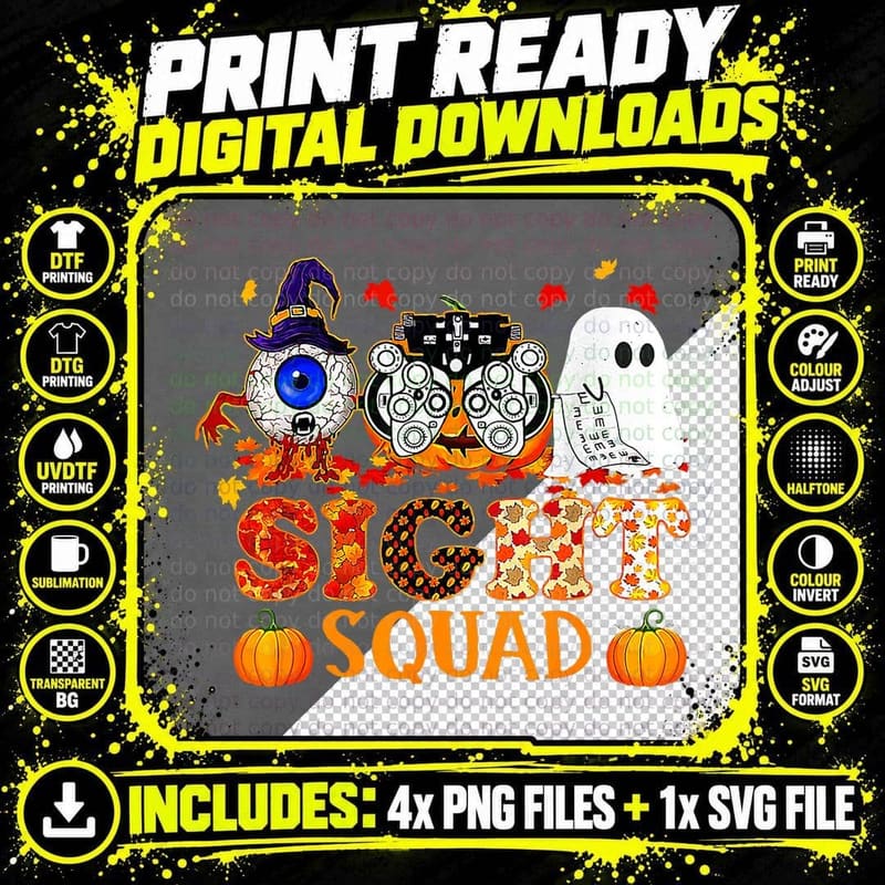 Optometrist Halloween Sight Squad Witch Pumpkin Optician Png SVG Digital Bundle