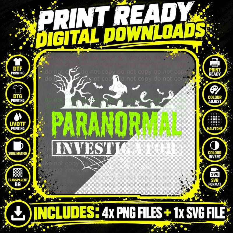 Paranormal Investigator Ghost Hunting Ghost Hunter Png SVG Digital Bundle