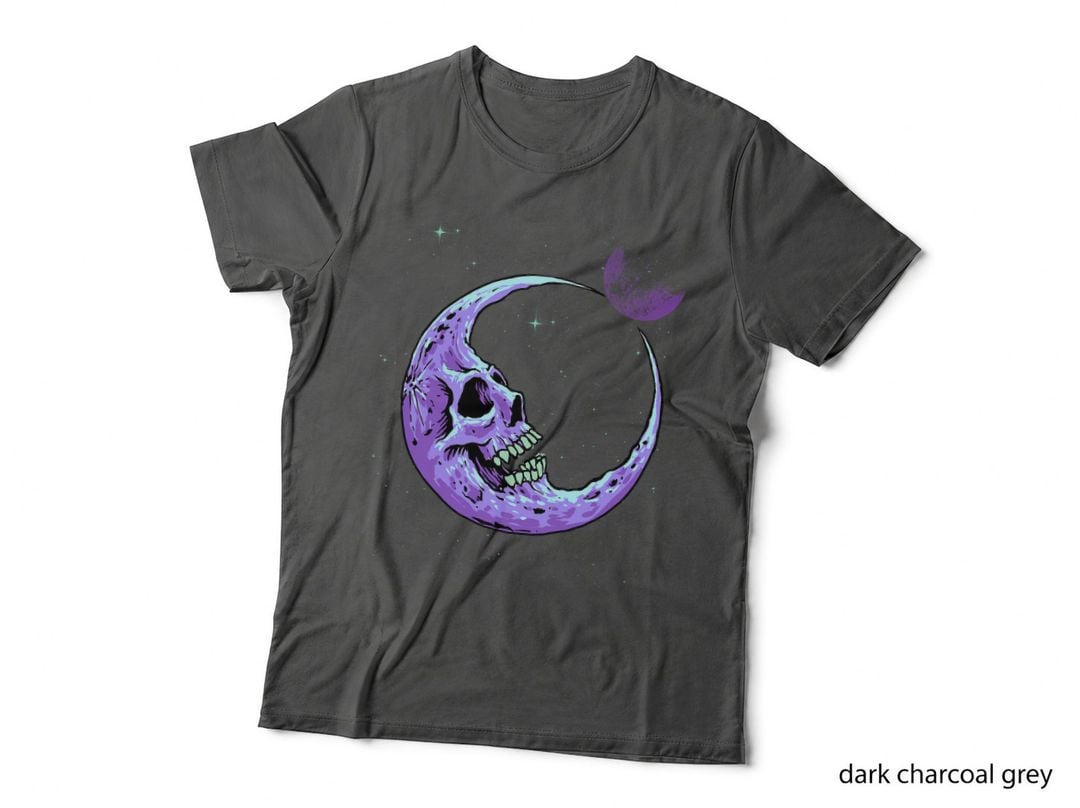 Pastel Goth Crescent Moon Phase Skull Celestial Halloween T-Shirt