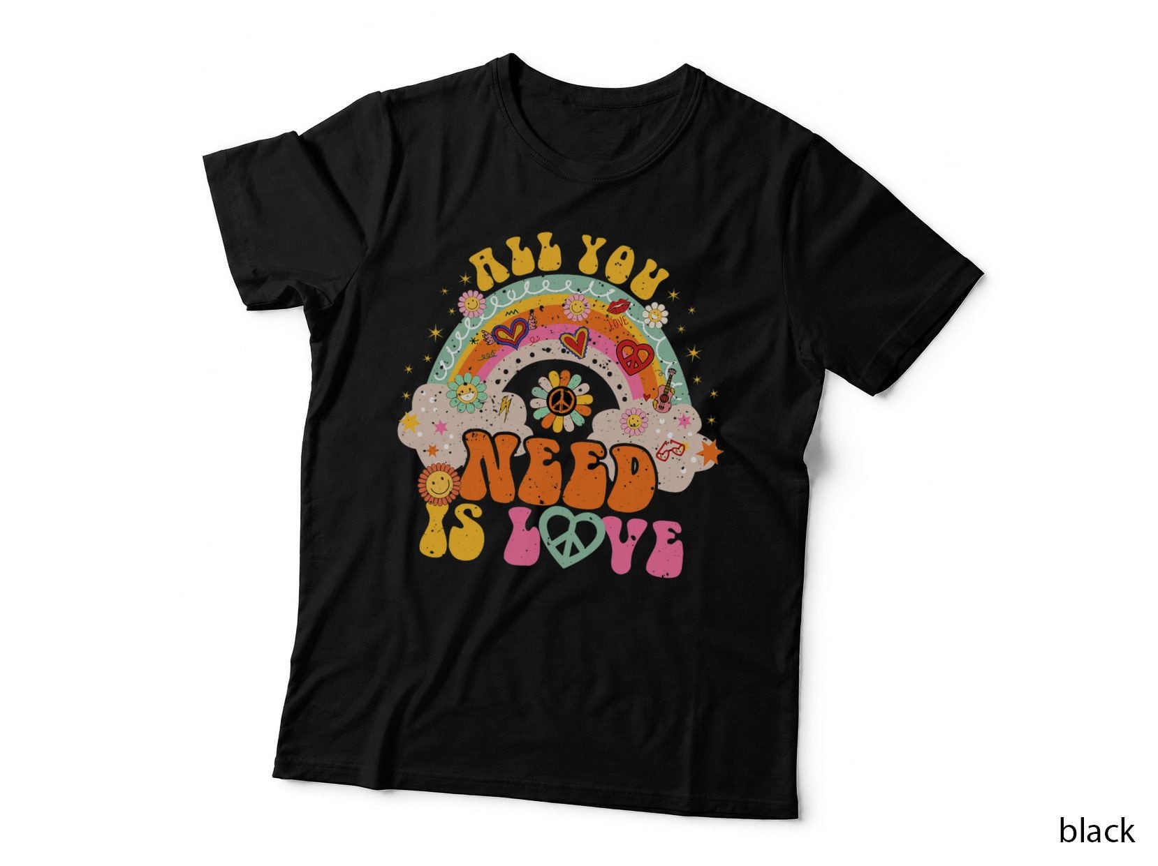 Peace Sign Love 60s 70s Hippie Groovy Vibes Halloween Girls T-Shirt