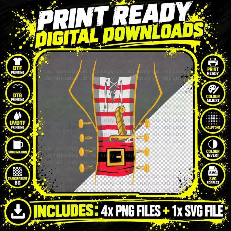 Pirate Halloween Kids Costume T-Shirt Png SVG Digital Bundle
