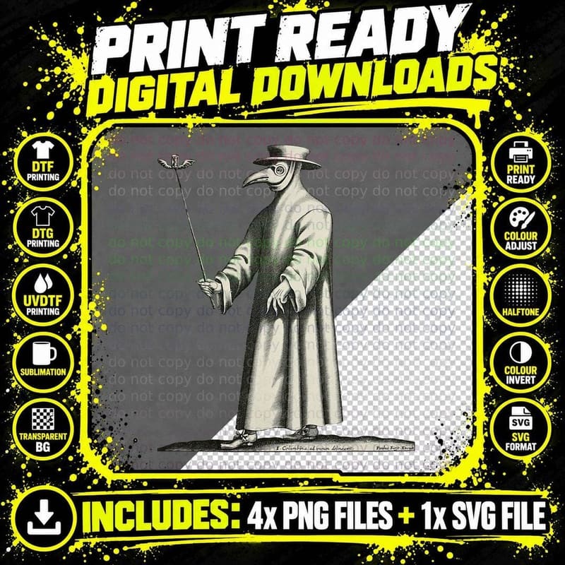 Plague Doctor, Medieval, Steampunk Png SVG Digital Bundle