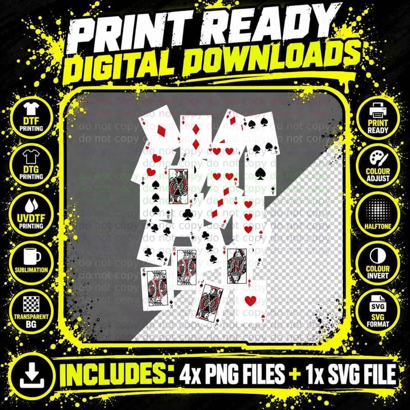 Playing Card Lazy DIY Halloween Costume Casino Poker Png SVG Digital Bundle