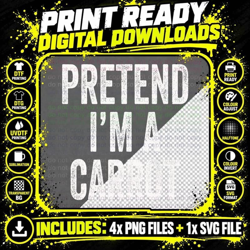 Pretend I'm a Carrot Retro Funny Lazy Halloween Costume Png SVG Digital Bundle