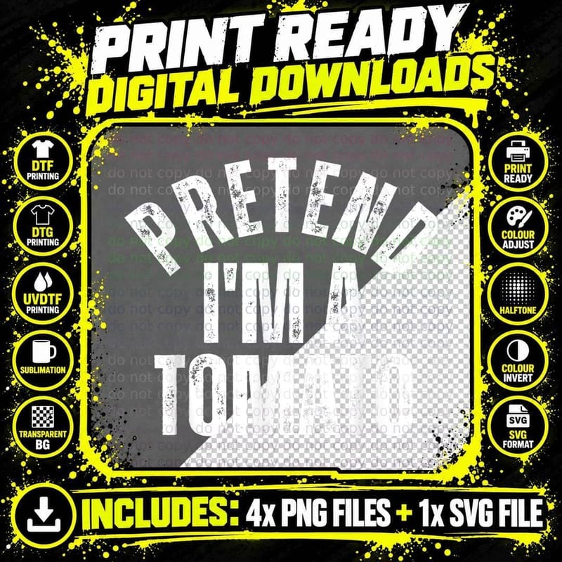 Pretend I'm a Tomato Funny Vintage Lazy Halloween Png SVG Digital Bundle