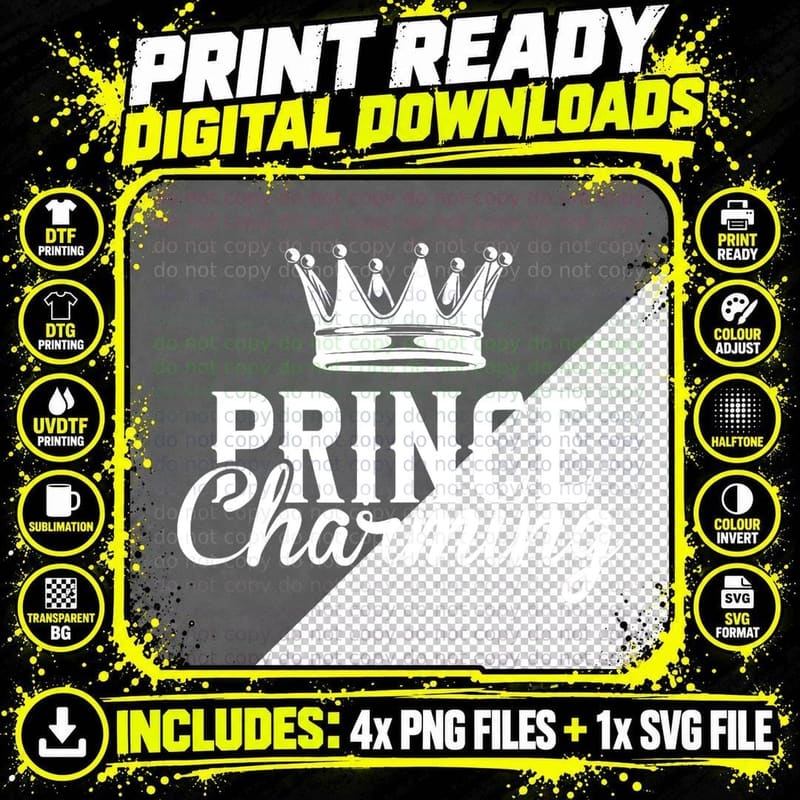 Prince Charming Funny Fairy Tale Halloween Lazy Costume Png SVG Digital Bundle