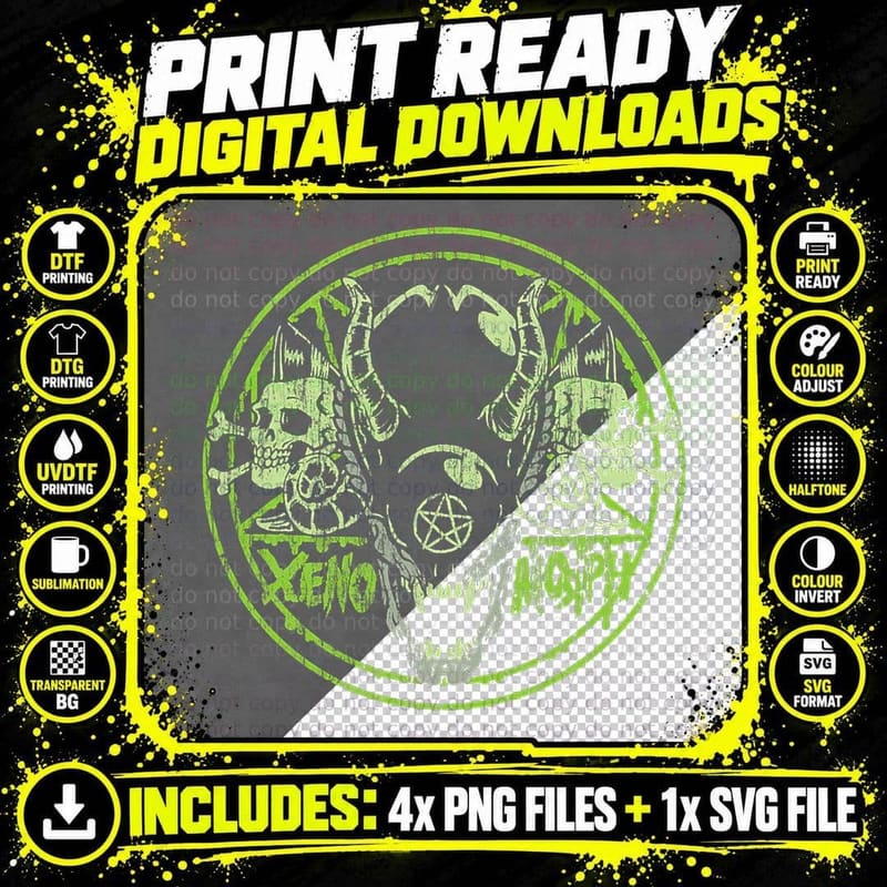 Psychobilly Horror Punk Rock T-Shirt (HR) Xenomorph Png SVG Digital Bundle