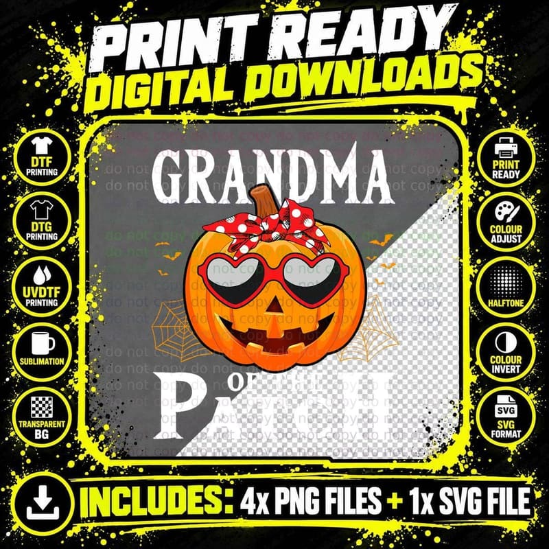 Pumpkin Grandma of the Patch Family Halloween Costume Png SVG Digital Bundle