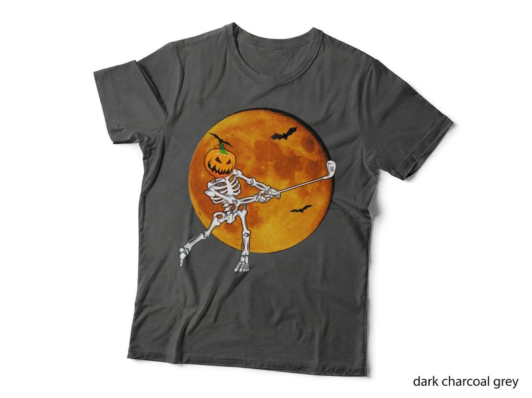 Pumpkin Skeleton Golf Halloween Golfing Golfer T-Shirt