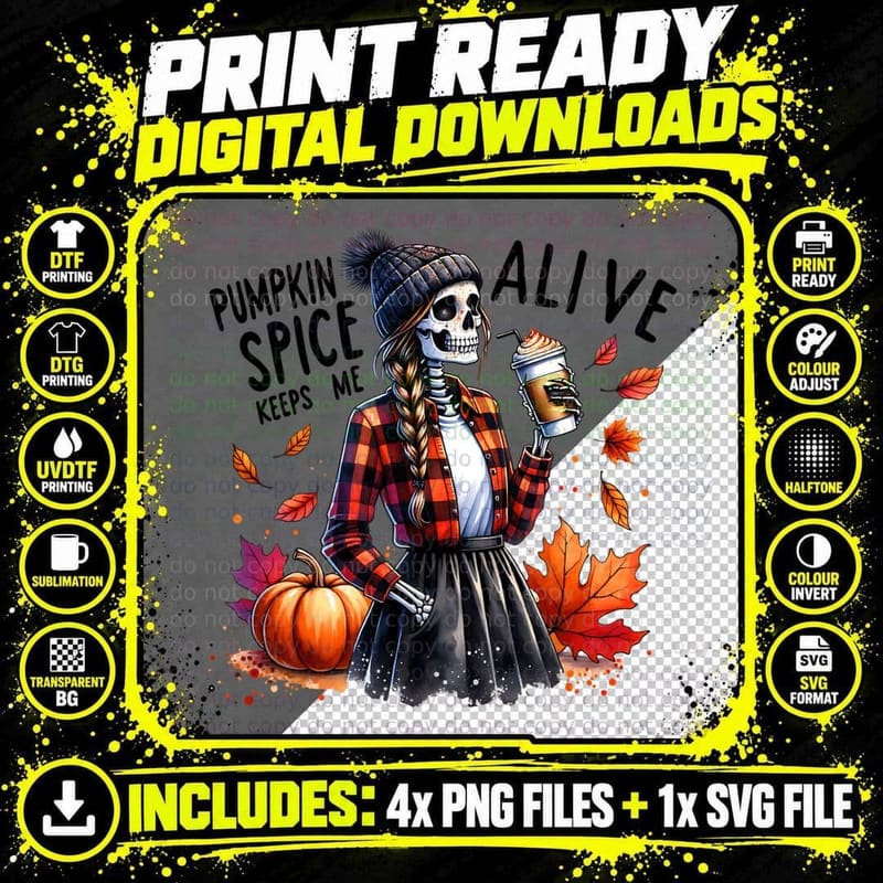 Pumpkin Spice Keeps Me Alive, Retro Vintage Png SVG Digital Bundle
