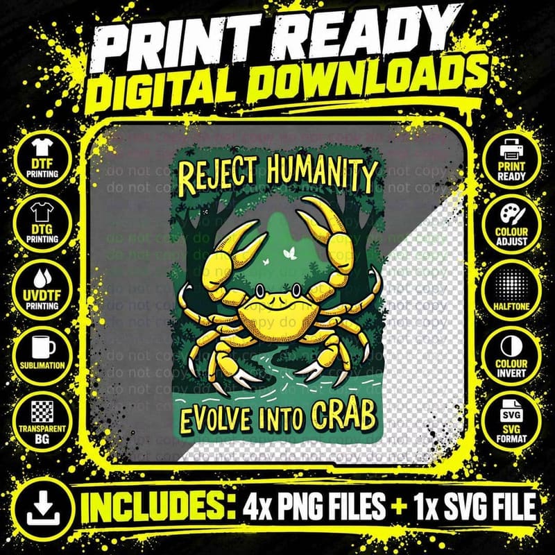 Reject Humanity Crab Shirt, Horror Crab Horror T Shirt Png SVG Digital Bundle