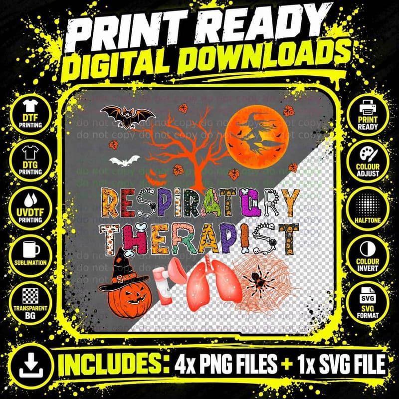 Respiratory Therapist Halloween Zombie Costume Scary Png SVG Digital Bundle