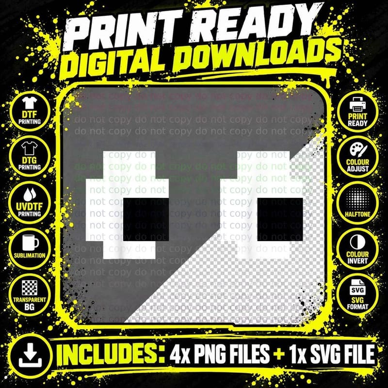Retro Arcade Game Ghost 80s 8 Bit Halloween Group Png SVG Digital Bundle