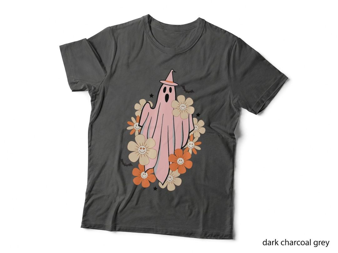 Retro Halloween Party Groovy Cute Spooky Ghost Floral, Halloween T-Shirt