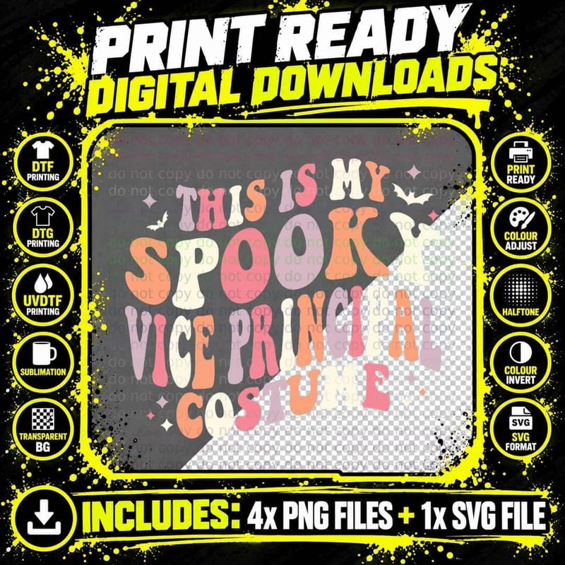 Retro Halloween This Is My Spooky School Vice Principal Png SVG Digital Bundle