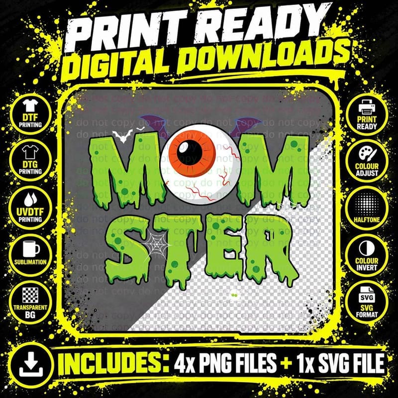 Retro Mom Momster Mother Halloween Costume Family Png SVG Digital Bundle