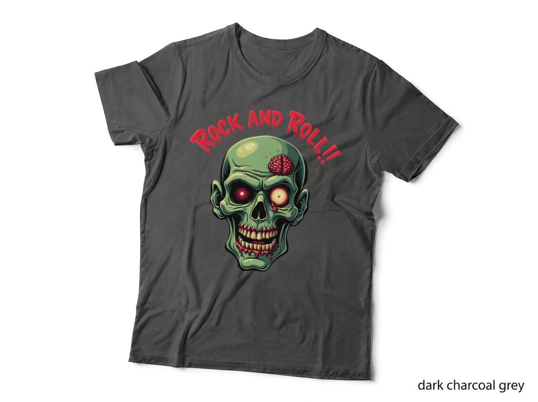 Rock and Roll, Music, Metal, Zombie Head, Halloween, Horror, Fun, T-Shirt