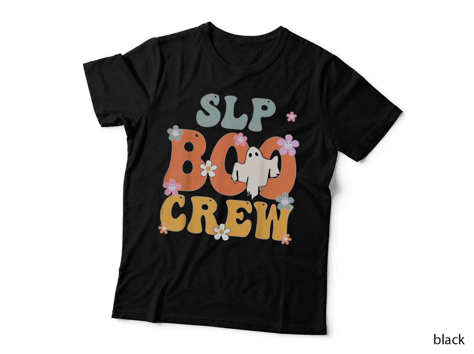 SLP Boo Crew Ghost Retro Groovy Halloween for Women T-Shirt
