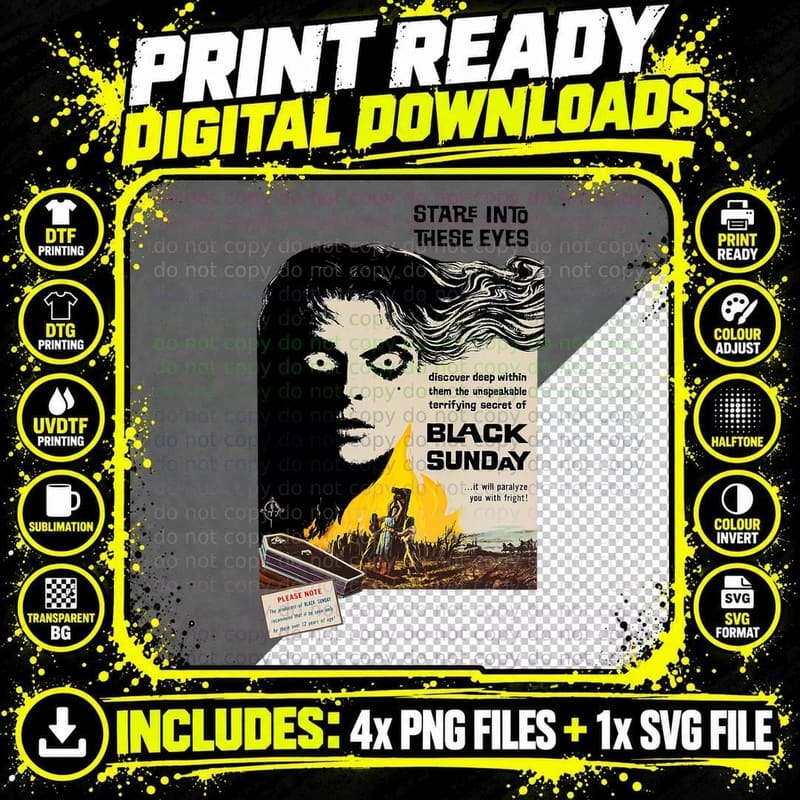 STARE INTO THESE EYES Retro Movie Poster Creepy Horror Png SVG Digital Bundle