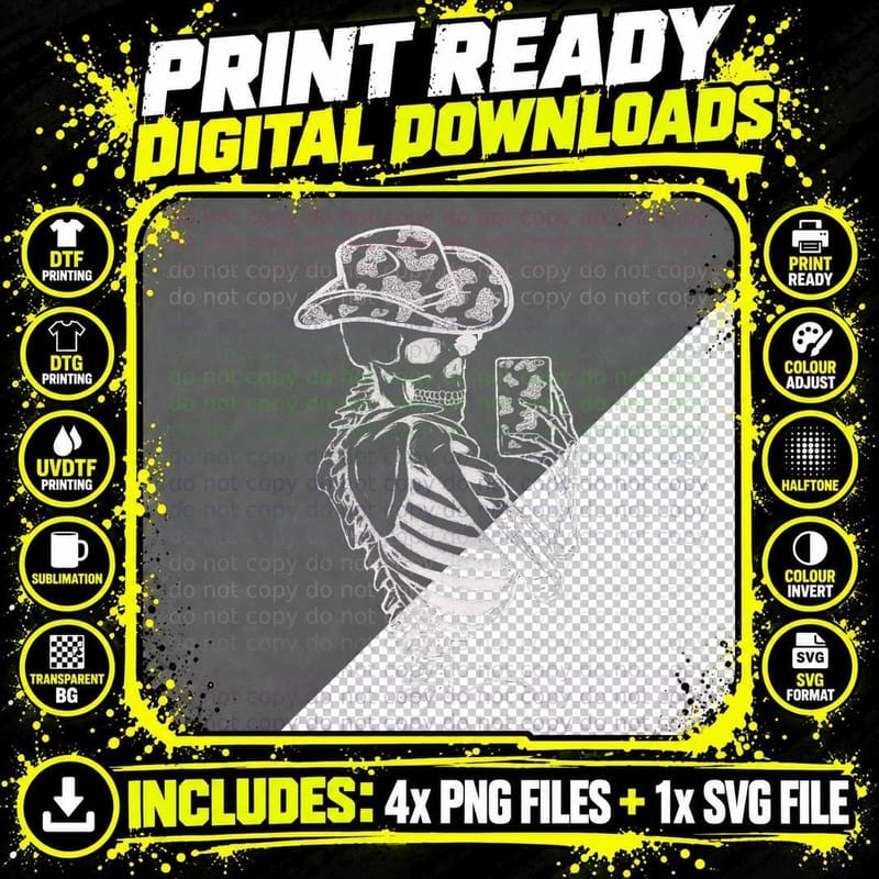 Salfies Skeleton Cowhides Cowgirls Western Graphic Png SVG Digital Bundle