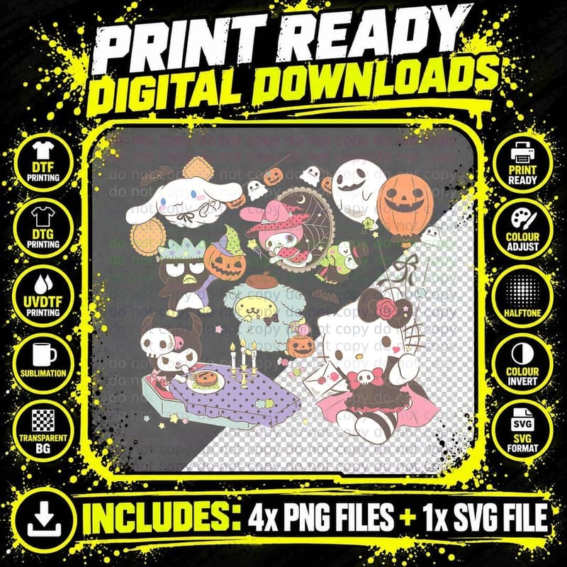 Sanrio Characters Costume Party Halloween T-Shirt Png SVG Digital Bundle