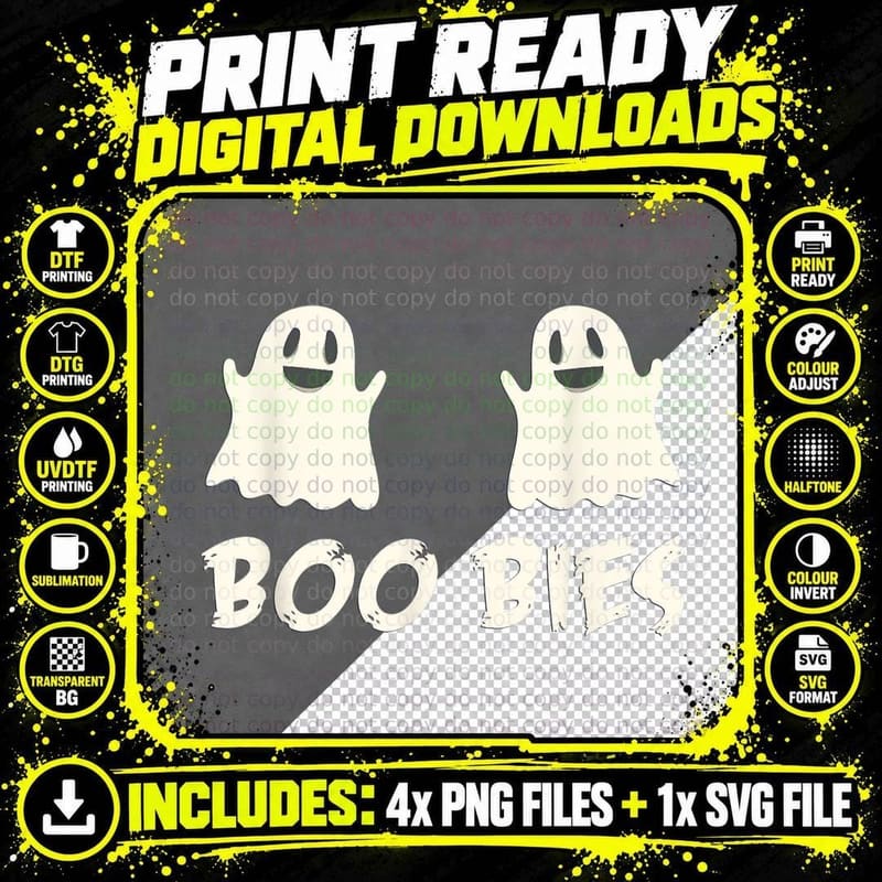 Say Boo Ghost Boo-Bies Spooky Halloween T Shirt Png SVG Digital Bundle