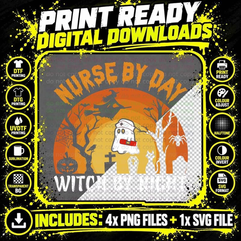 Scary Halloween Horror Costume Broom Nurse Funny Quote Png SVG Digital Bundle