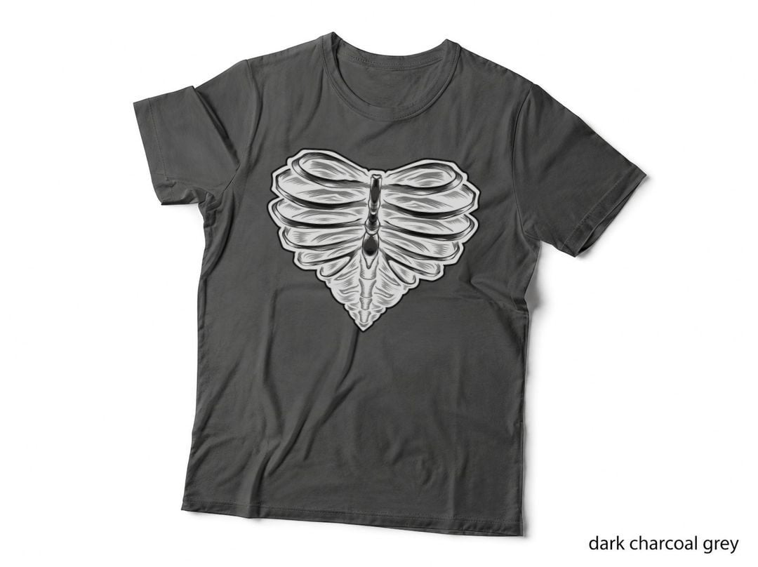 Scary Horror Horrorcore Halloween Emo Skeleton Heart Bones T-Shirt