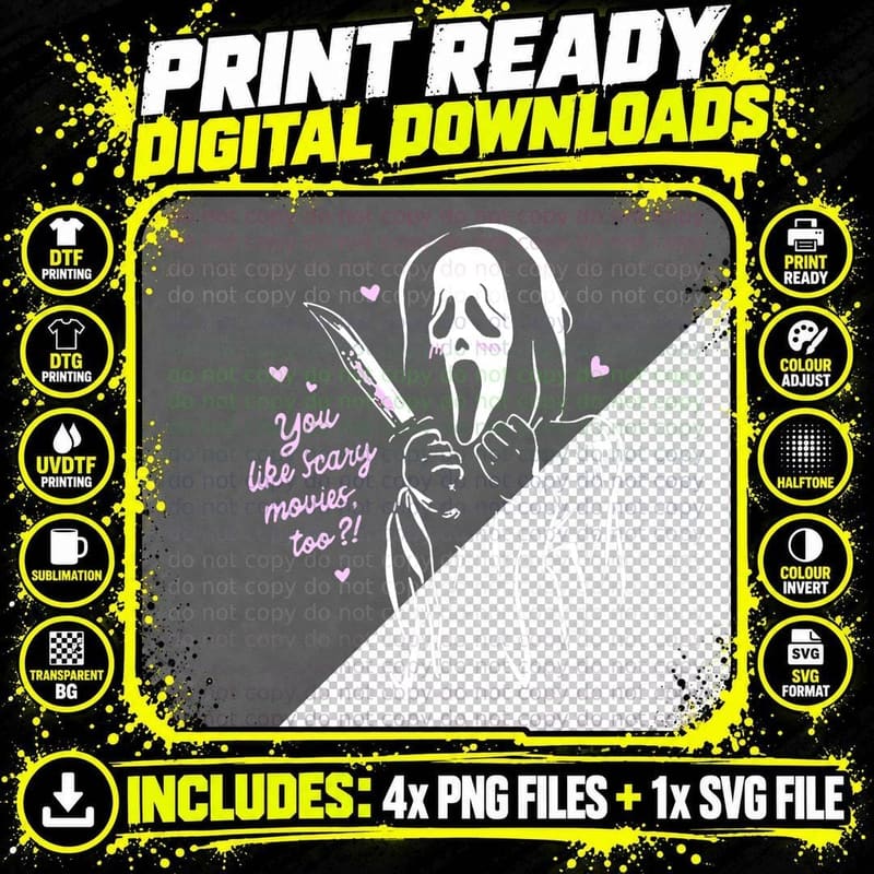 Scary Movie Horror Movie T-Shirt Png SVG Digital Bundle