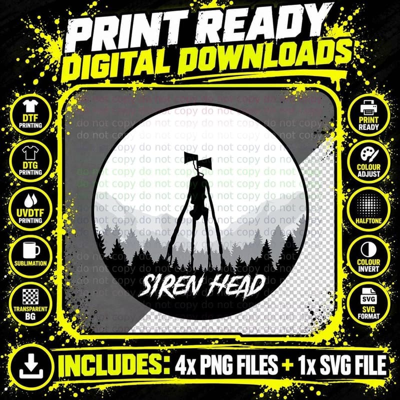 Siren Head Sirenhead Creepypasta Horror Trick or Treat Png SVG Digital Bundle
