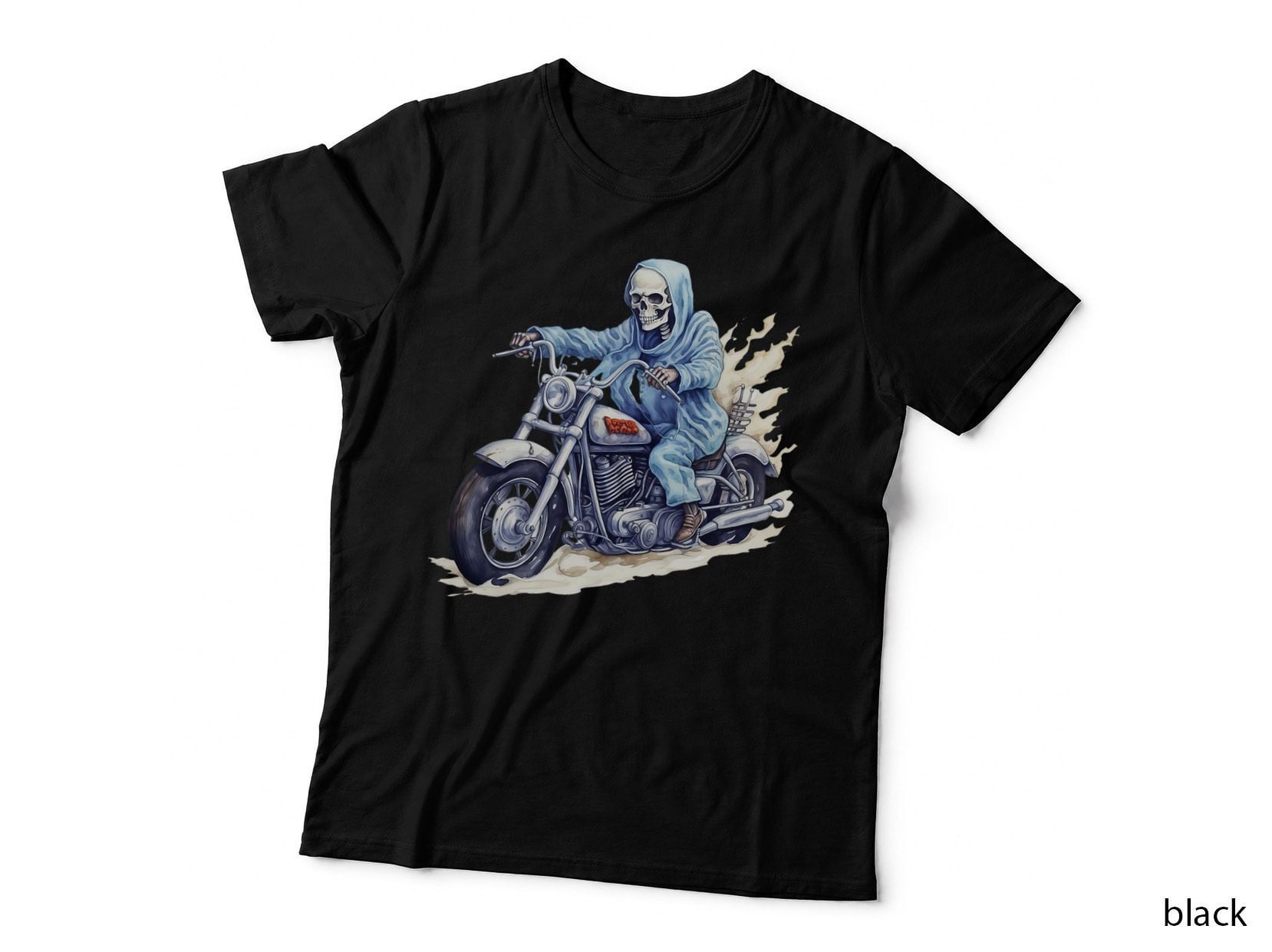Skeleton Riding Motorcycle Halloween Costume Biker Men Boys T-Shirt