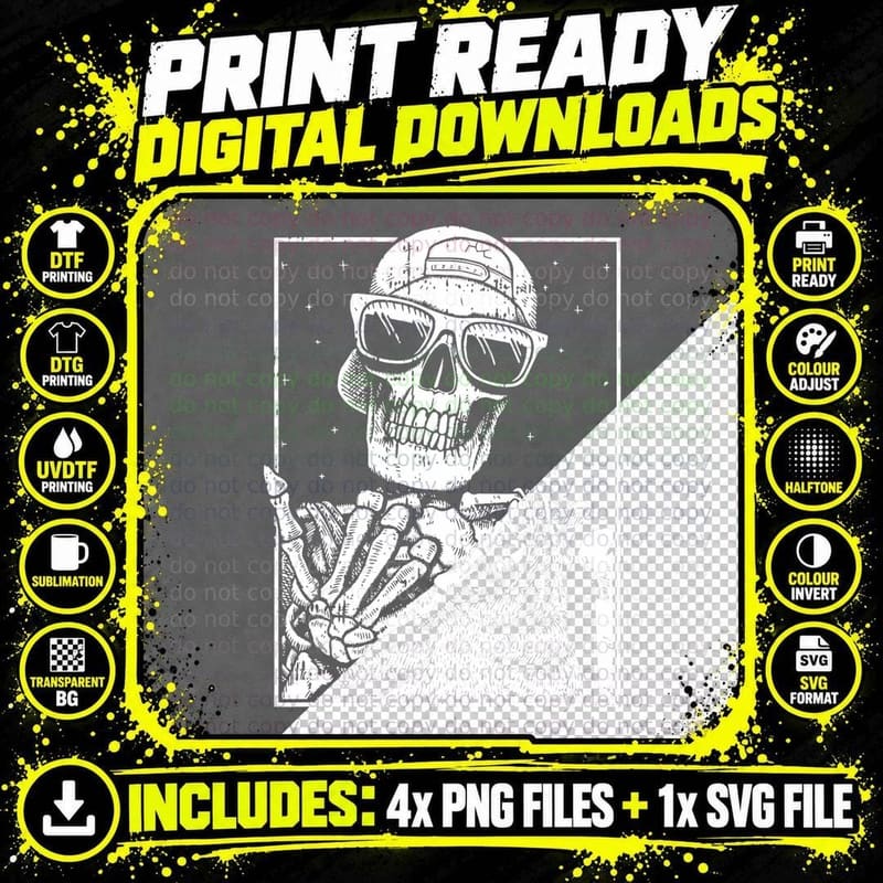 Skeleton Rock Hand Halloween Costume Cool Rock Music Png SVG Digital Bundle
