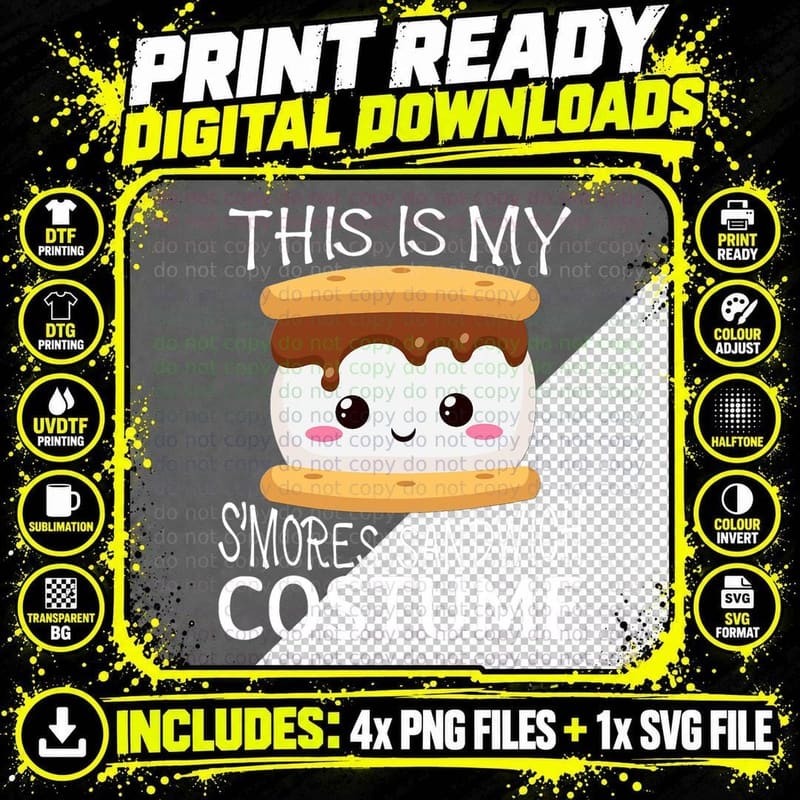 Smores Sandwich Big Camping Kawaii Halloween Group Png SVG Digital Bundle