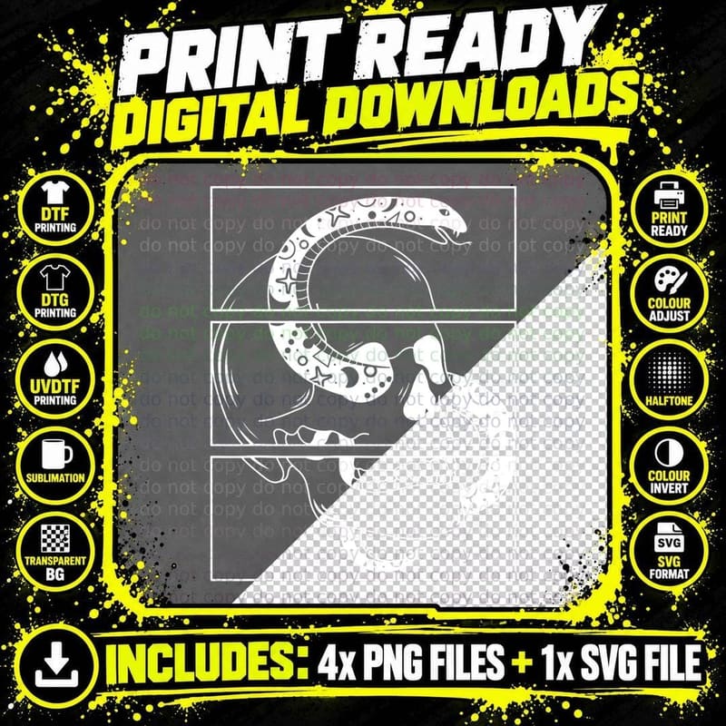 Snake Skull Skeleton Morbid Horror Soft Grunge Aesthetic Png SVG Digital Bundle