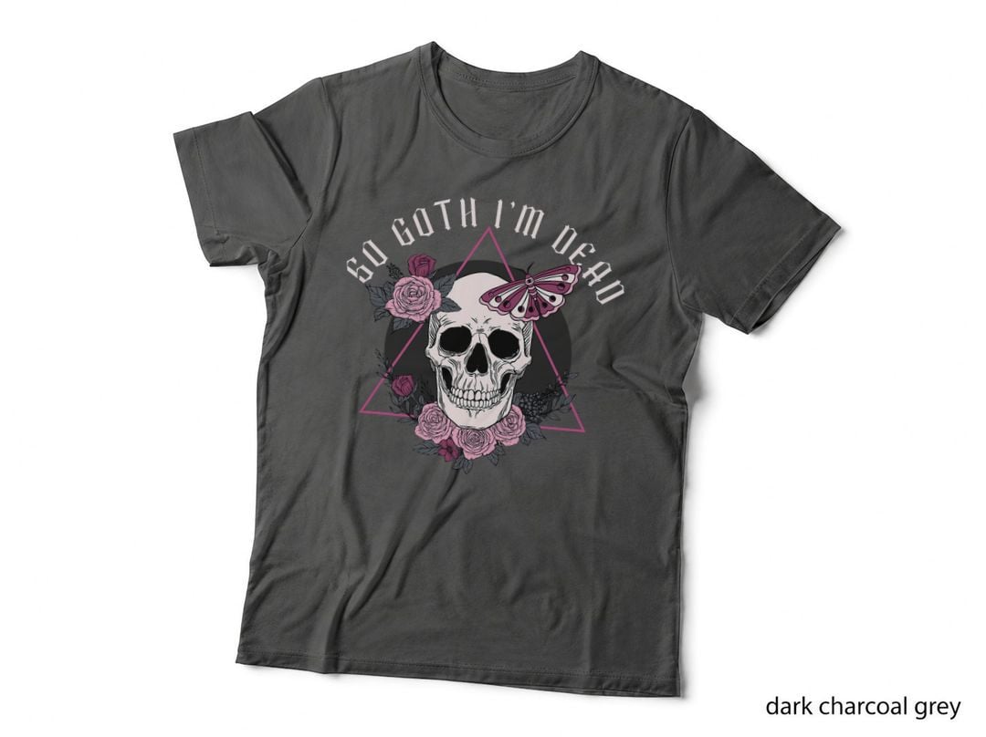So Goth I'm Dead Creepy Skull with Flowers Emo Occult T-Shirt