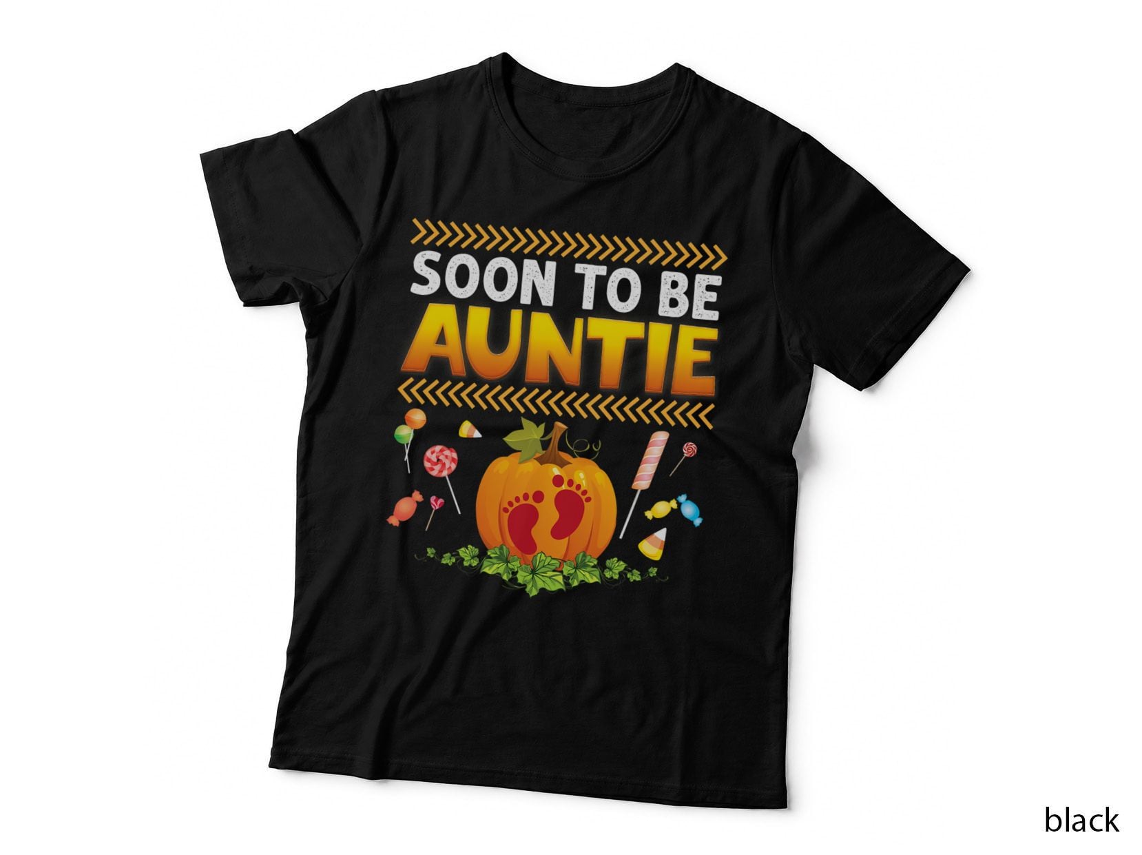 Soon to Be Auntie Little Footprint Halloween Pumpkin Cute T-Shirt